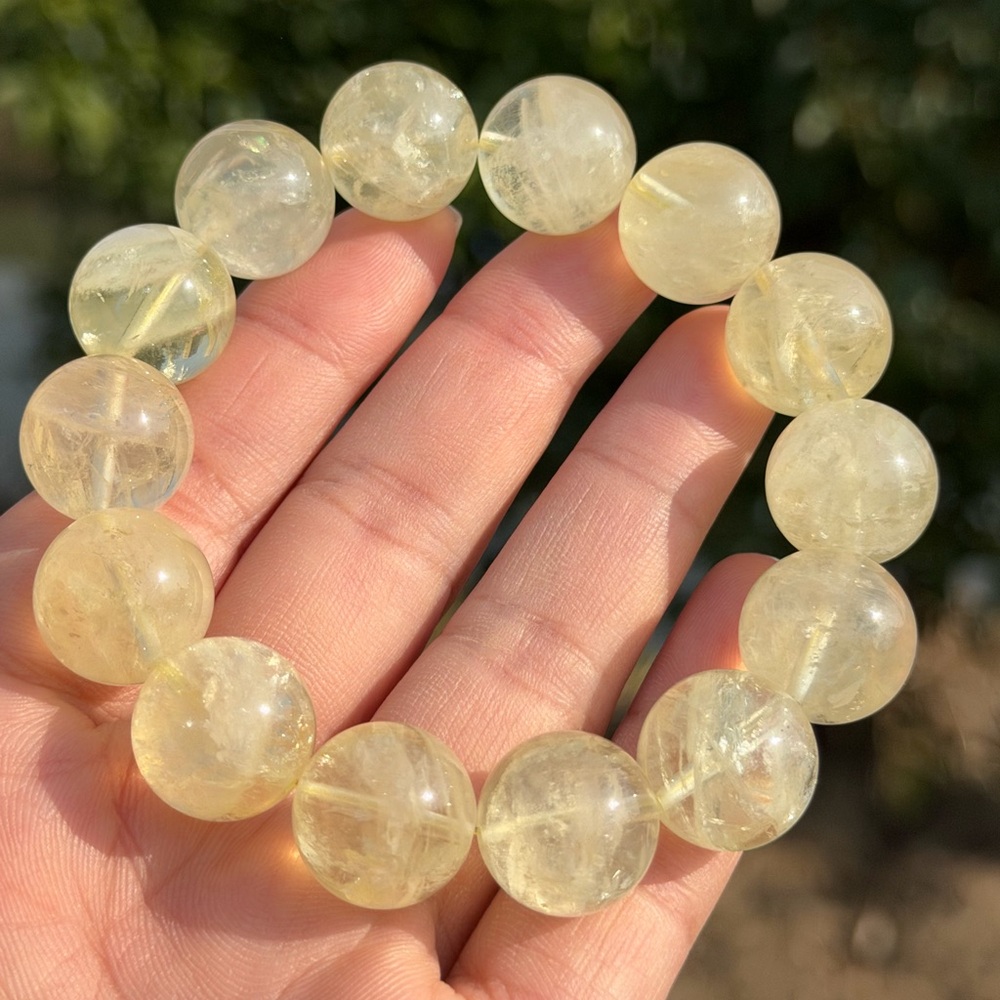 15.5mm chunky stretchable lemon quartz‎ bracelet 1132